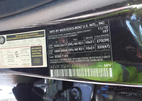 2013 Mercedes-Benz Gl 550 4Matic from USA, damaged, VIN 4JGDF7DE9DA159092